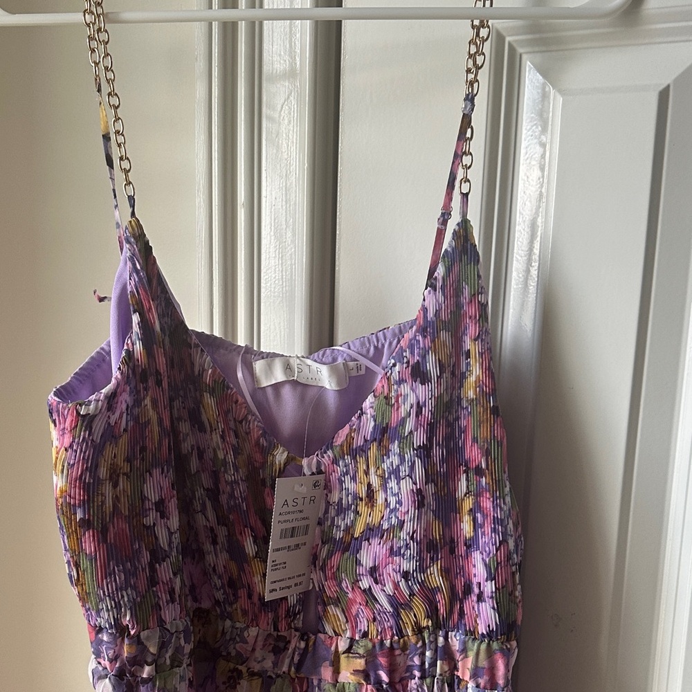 ASTR Multicolor Floral Dress with Chain Straps